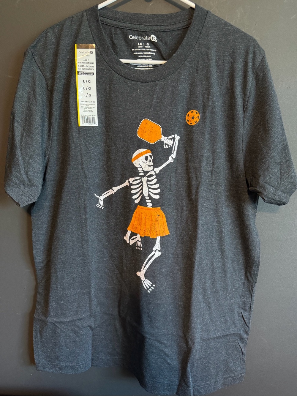 Halloween Skeleton Paddleball Graphic Tee - size Large. NWT